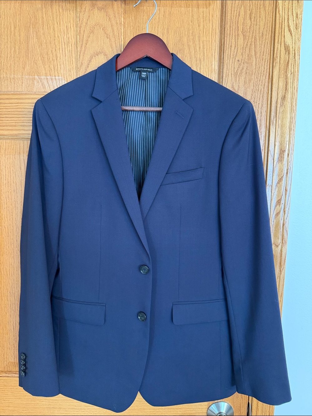 Men's Navy Blue Single-Breasted Blazer by Banana Republic